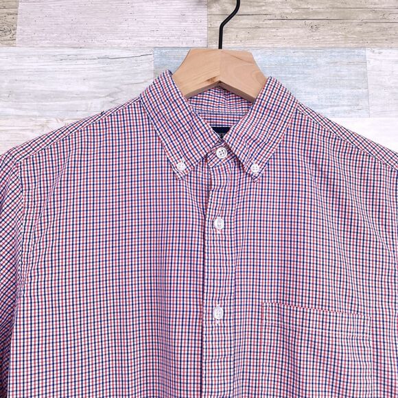 J Crew Washed Button Down Shirt Red Blue Plaid Check Mens Small - Picture 2 of 6